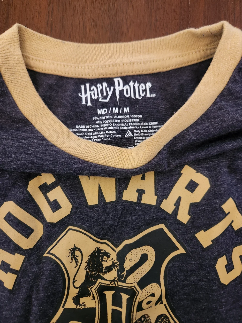Hogwarts Quidditch Long Sleeve Tee - Navy with Cream Logo - Picture 2 of 2